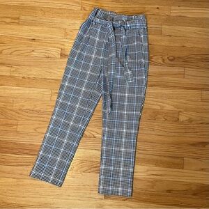 Retro Style Paper-bag Waist Tie Belt Trousers / Cigarette Ankle Pants